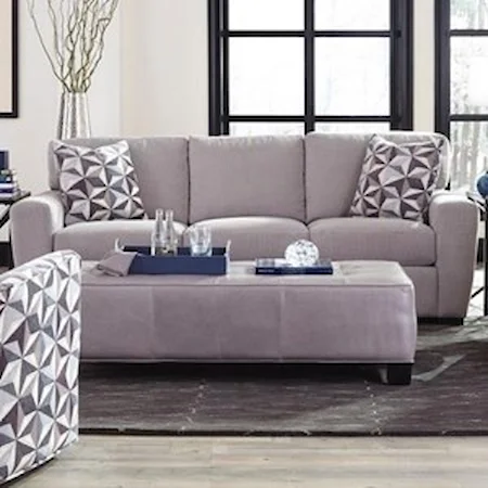 Casual Sofa with Track Arms and Block Feet